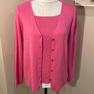 Designers originals pink tank and cardigan sweater set